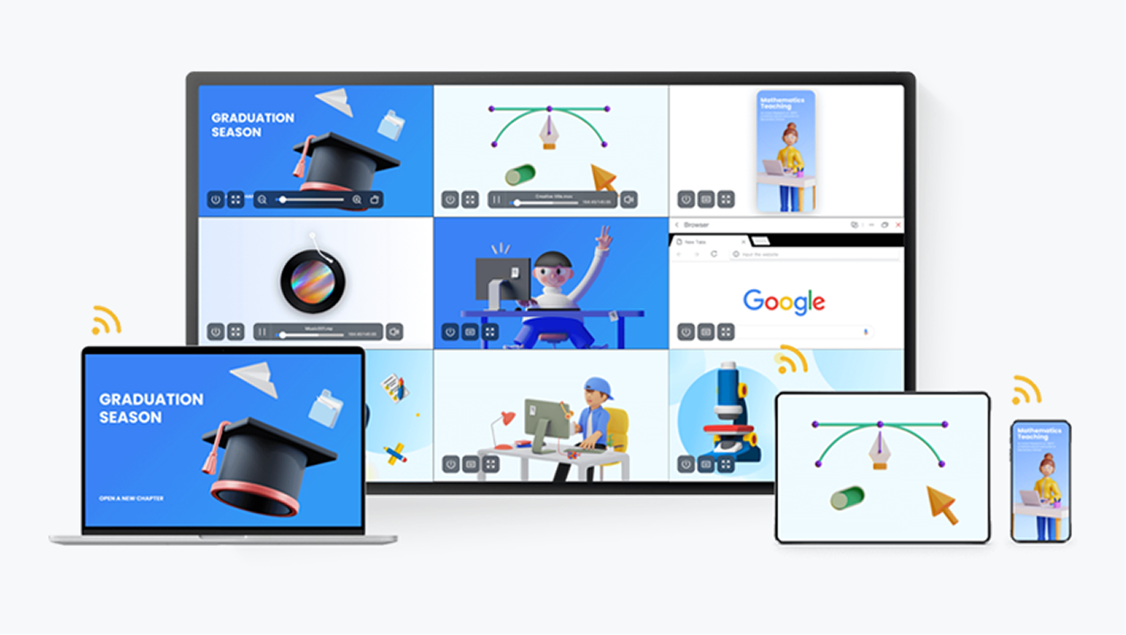 iiWare 21E auf einem iiyama Display mit Whiteboard, App-Integration und kabelloser Zusammenarbeit