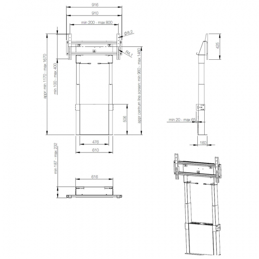 MM500 elektrische Wandhalterung für große Monitore ab 46 Zoll