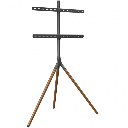 TV Standfuß von 32 bis 75 Zoll Nussbaum Drehbar Höhenverstellbar Display Bodenständer