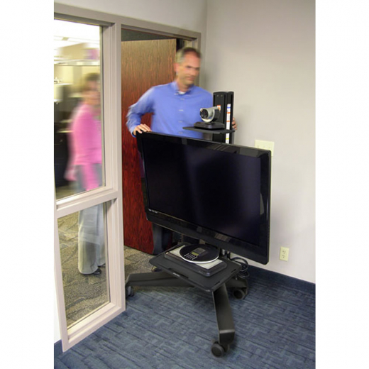 Hoehenverstellbarer Media Rollwagen