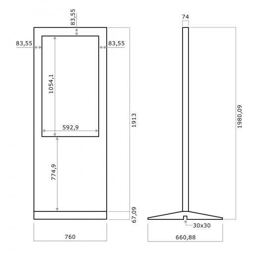 Digital Poster Werbestele MMLS48DM 48 Zoll Leihgeraet Schwarz