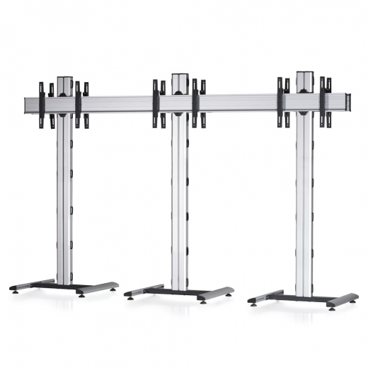 1x3 Ruecken-an-Ruecken Videowall-Standfuss 42-55 Zoll