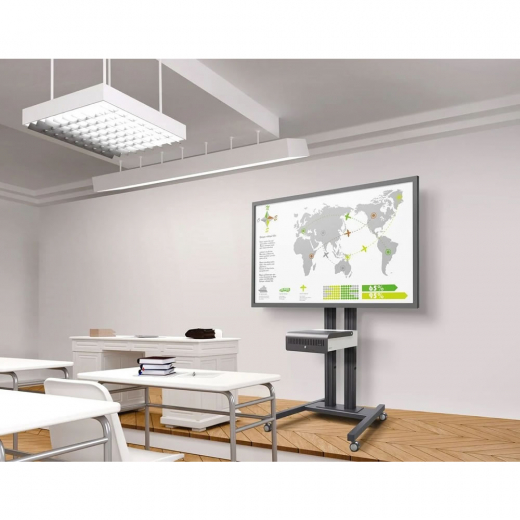 Monitor Rollwagen Silber für Displays ab 65 Zoll, max. 80 kg