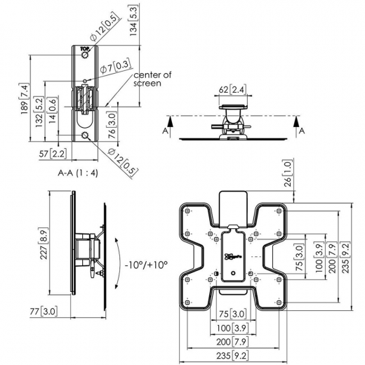PFW2020 Display-Wandhalter mit Diebstahlschutz für 19-43 Zoll