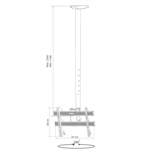 Monitor Deckenhalterung höhenverstellbar für 24-37 Zoll