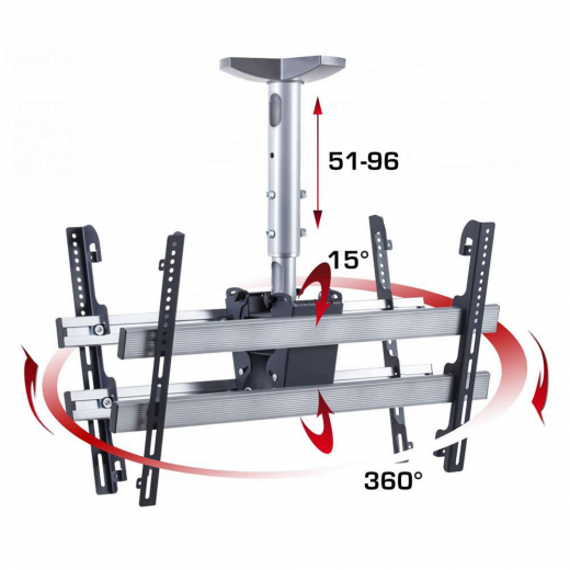 Deckenhalterung für zwei Monitore 37-70 Zoll Höhe 51-96 cm