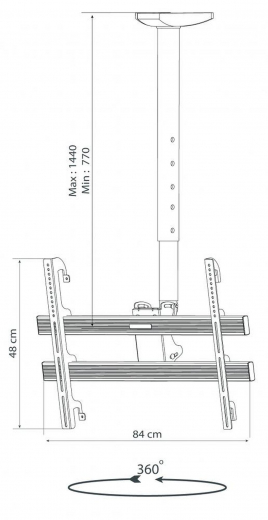 Monitor Deckenhalterung 37-70 Zoll Höhe 77-144 cm