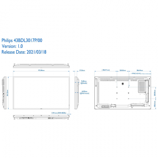 Philips 43BDL3017P Display 43 Zoll (106,50 cm)