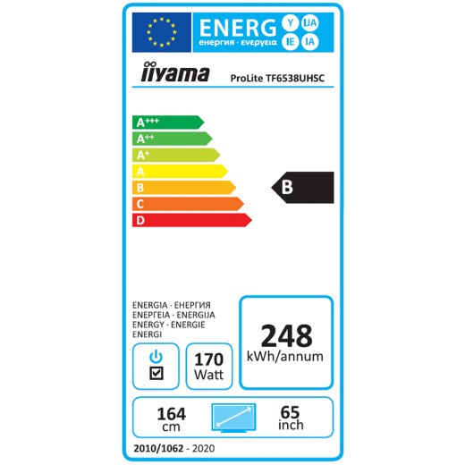 iiyama ProLite TF6538UHSC-B1AG UHD 50 Punkt Touchdisplay 65 Zoll