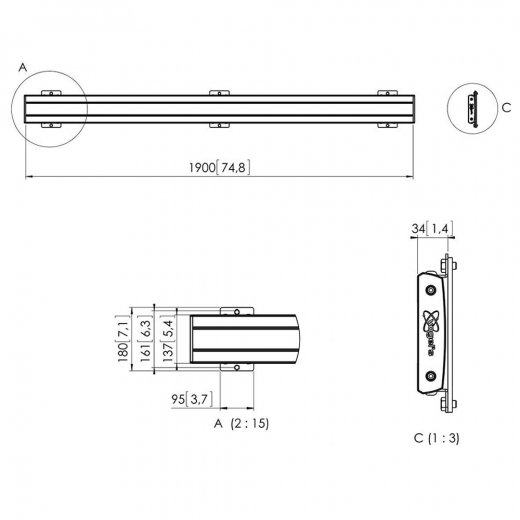 PFB3419 Adapterleiste für Monitorhalterung 190 cm