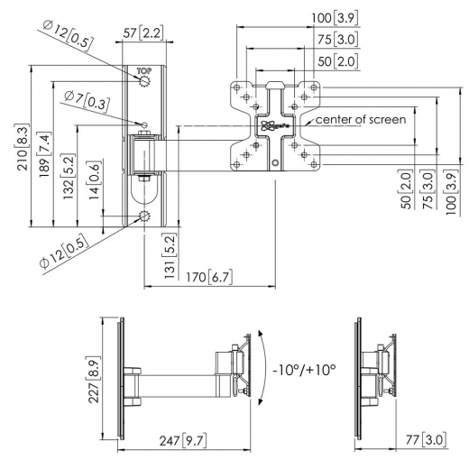 PFW1030 Schwenkbarer Display-Wandhalter für 10-28 Zoll