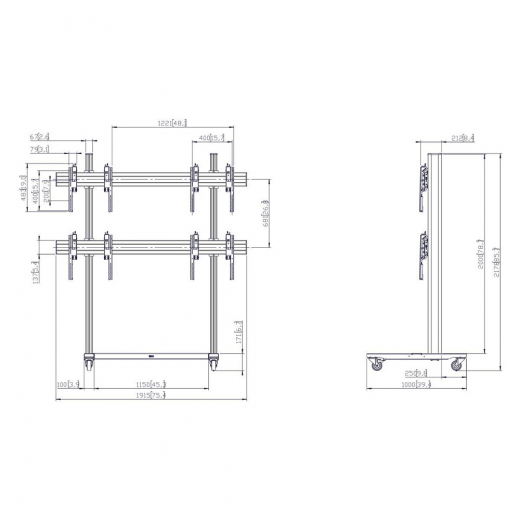 2x2 Videowall Trolley TVW2255