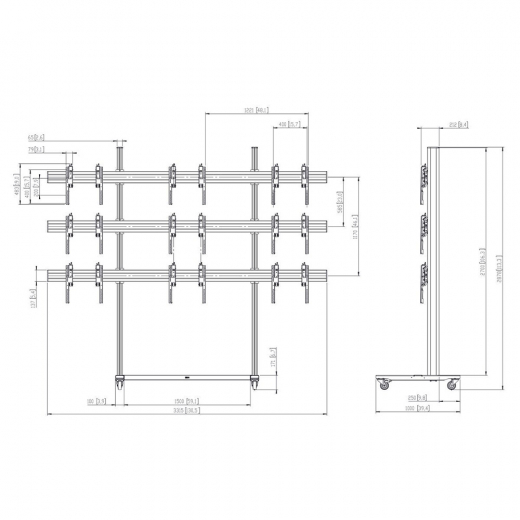 3x3 Videowall Trolley TVW3355