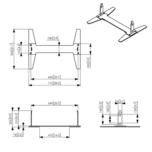 Freistehender Standfuß PFF2055 für die Halterung PFFC-4645