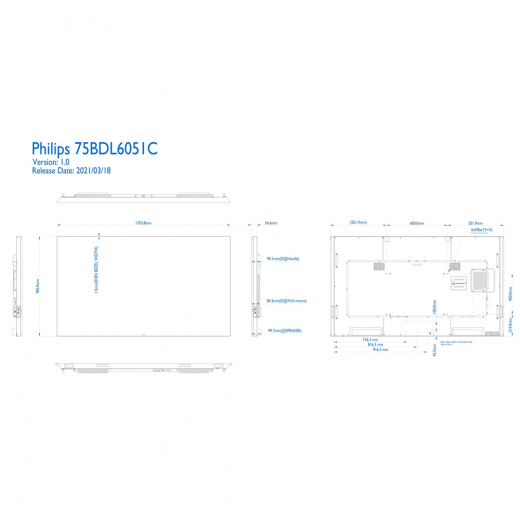 Philips C-Line Whiteboard Display 75BDL6051C 75 Zoll