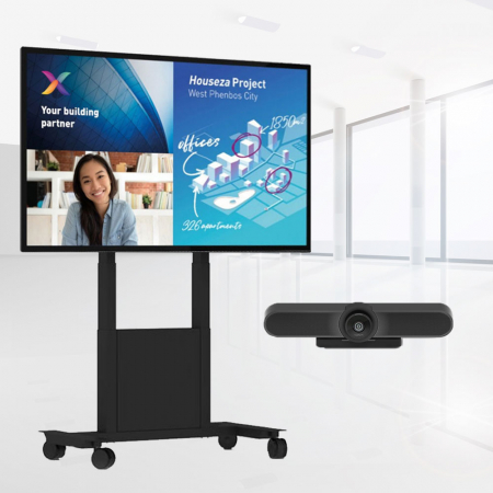 Hochwertiges und mobiles Videokonferenzsystem mit 55 Zoll Touch Display