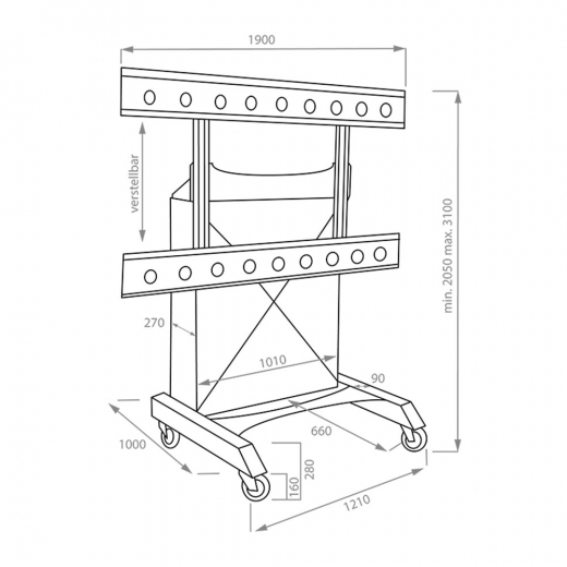 Elektrisch hoehenverstellbares Videowallliftsystem fuer bis zu 2x2 40 - 55 Zoll Displays