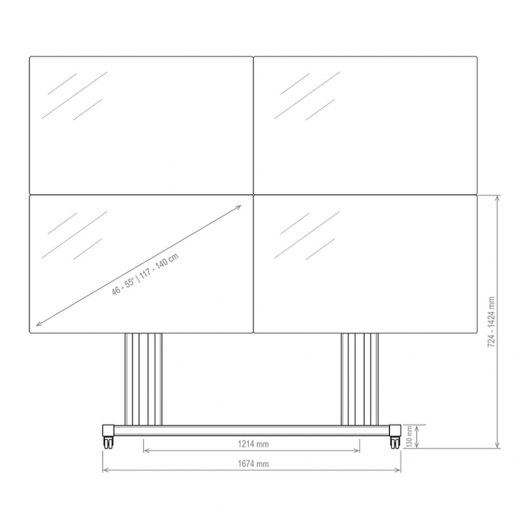 Mobile Lift Pro Matrix - mobiles, hoehenverstellbares Liftsystem fuer eine 2x2-Videowall