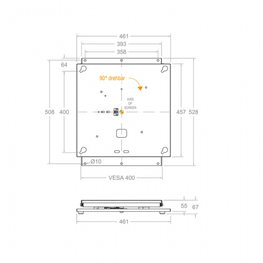 MM400Pivot rotierbare Wandhalterung für WM55R und WM55H