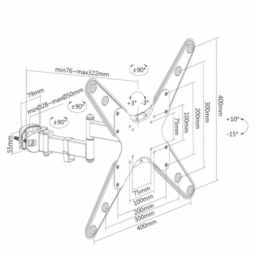 MM-FL40-450BL14 vollbewegliche Stangenhalterung für 32-55 Displays