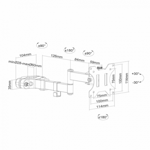 MM-FL40-450BL11 vollbewegliche Stangenhalterung für 17-32 Displays