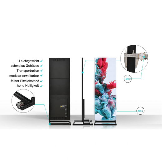 Freistehende mobile LED Poster Videowand MM-LED mit anpassbarer Groesse