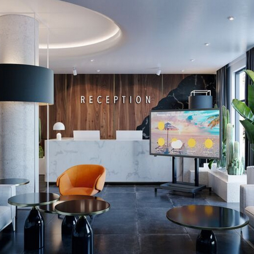 RISE Standfuss mit motorisiertem Display-Lift