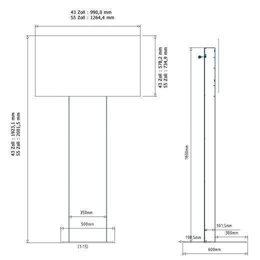 Digitale Werbestele Lite-Serie mit Touch und Mini-PC