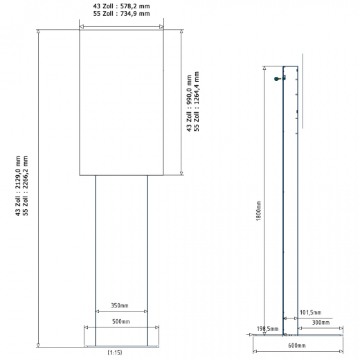 Digitale Werbestele Lite-Serie mit Touch und Mini-PC