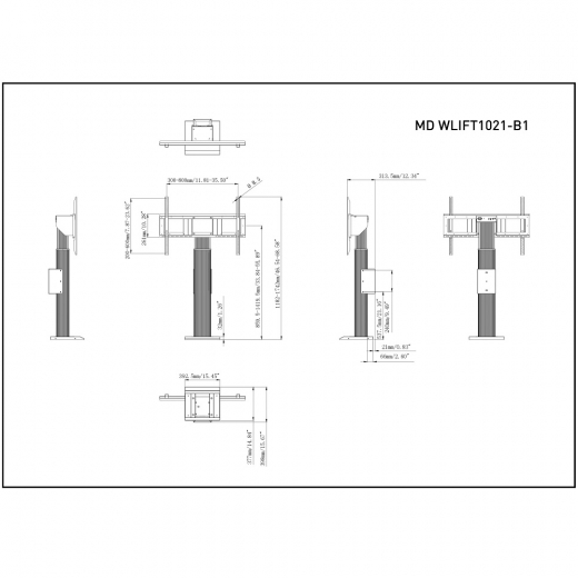 Elektrisches Pylonensystem MD WLIFT1021-B1 für Displays bis 86 Zoll
