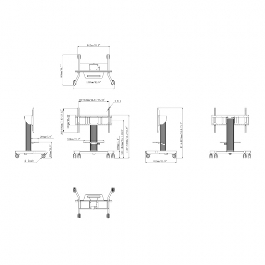 Elektrisches Rollwagensystem MD CAR1021-B1 für Displays bis 86 Zoll
