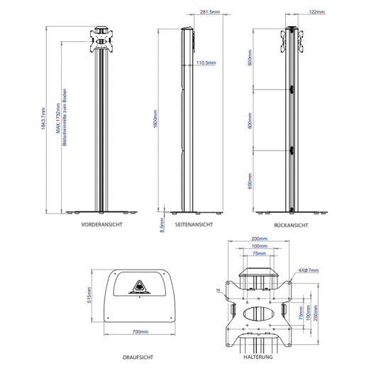 Standfuß BT8581 für mittlere Displays bis 47 Zoll