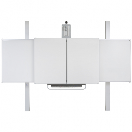 RFKR Hoehenverstellbare Whiteboard Boden-Wandhalterung mit zwei Fluegeltafeln 65 - 86 Zoll