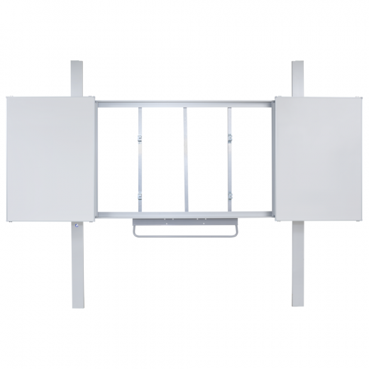 RFKR Hoehenverstellbare Whiteboard Boden-Wandhalterung mit zwei Fluegeltafeln 65 - 86 Zoll
