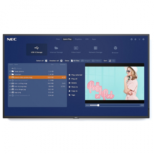 NEC MultiSync M431-MPi4 43 Zoll Display mit Medienplayer