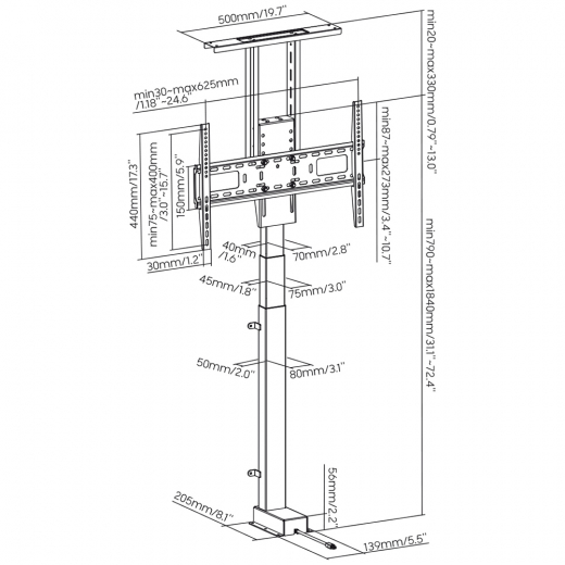 Motorisierter HP63-2 TV-Lift zum Einbau in Möbel