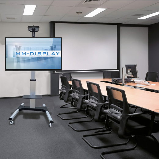 Hoehenverstellbarer Rollwagen auf Rollen mit Rotations-Funktion fuer 30-70 Zoll Displays