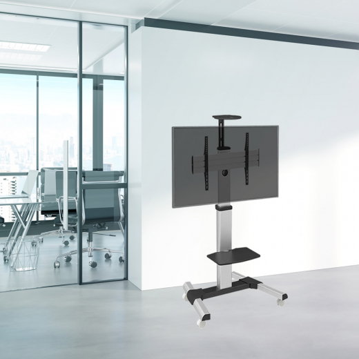 Hoehenverstellbarer Rollwagen auf Rollen mit Rotations-Funktion fuer 30-70 Zoll Displays