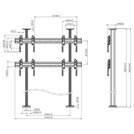 2x2 Videowall Boden Decken Säule FCVW2255
