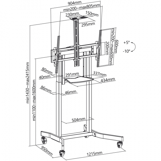 Motorisierter Standfuß für Flachbildschirme 55 - 100