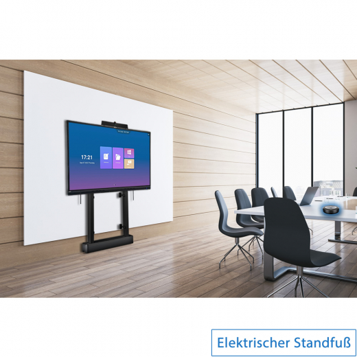 Komplett-Set bestehend aus elektrischem/manuellem Standfuß mit 86 Zoll Touch Display und Zubehör