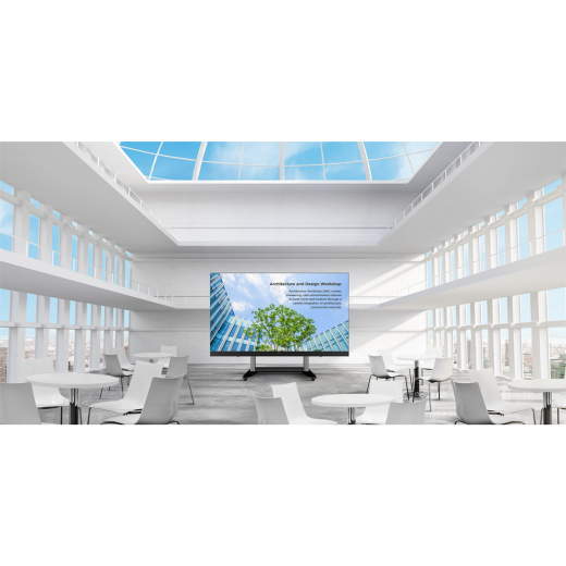 Faltbares 135 Zoll All-in-One LED Display mit Ständer und motorisierter Höhenverstellung sowie Transportkoffer