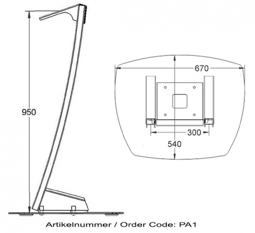 Parabella TV Standfuß im Pult-Design