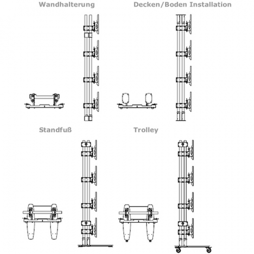 Unicol Videowall Modul fuer Monitore von 40 bis 46 Zoll