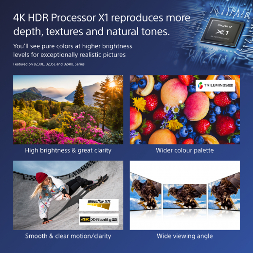 Sony FW-65BZ40L/TM Signage-Display Digital Signage Flachbildschirm 165,1 cm (65Zoll) LCD WLAN 700 cd/qm 4K Ultra HD Schwarz Android 24/7