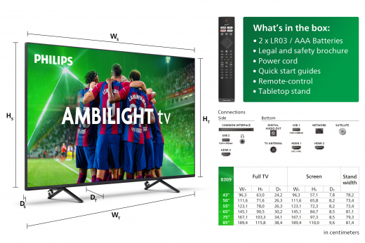 Philips 8000 series 50PUS8309/12 Fernseher 127 cm (50Zoll) 4K Ultra HD Smart-TV WLAN Schwarz 350 cd/qm