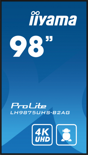 iiyama LH9875UHS-B2AG Signage-Display Digital Signage Flachbildschirm 2,48 m (97.5) LED WLAN 500 cd/m? 4K Ultra HD Schwarz Eingebauter Prozessor Android 11 24/7