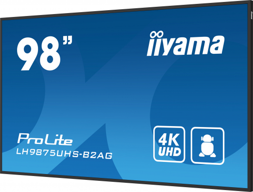 iiyama LH9875UHS-B2AG Signage-Display Digital Signage Flachbildschirm 2,48 m (97.5) LED WLAN 500 cd/m? 4K Ultra HD Schwarz Eingebauter Prozessor Android 11 24/7