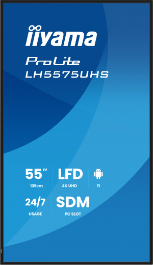 iiyama LH5575UHS-B2AG Signage-Display Digital Signage Flachbildschirm 138,7 cm (54.6) LCD WLAN 500 cd/m? 4K Ultra HD Schwarz Eingebauter Prozessor Android 11 24/7