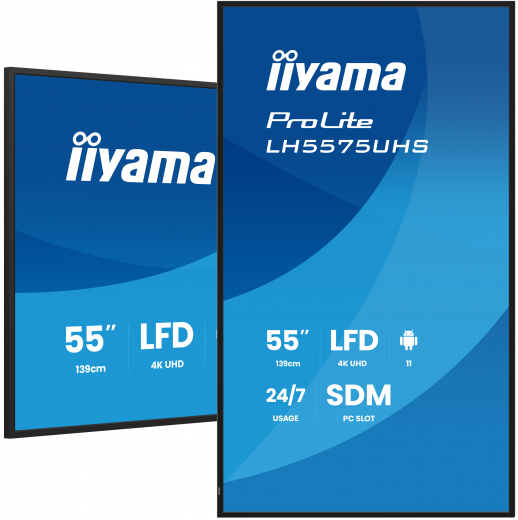iiyama LH5575UHS-B2AG Signage-Display Digital Signage Flachbildschirm 138,7 cm (54.6) LCD WLAN 500 cd/m? 4K Ultra HD Schwarz Eingebauter Prozessor Android 11 24/7